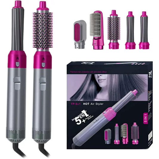 5 In 1 Detachable Hair Dryer Electric Blow Dryer Comb Negative Ion Straightener & Hair Curler