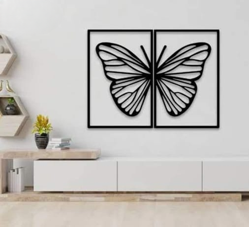 Butterfly Wooden Art Wall Decoration Hanging Mdf Wood Material Black Color