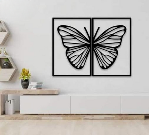 Butterfly Wooden Art Wall Decoration Hanging Mdf Wood Material Black Color